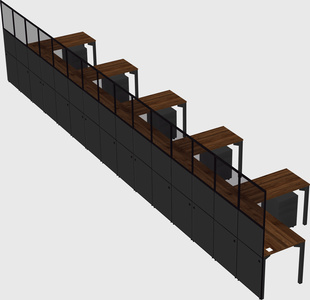 Shared l-shaped cubicle