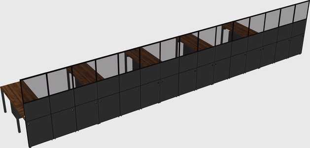 Shared l-shaped cubicle