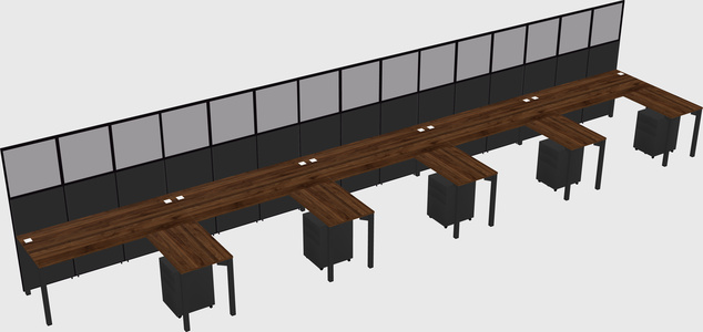 Shared l-shaped cubicle