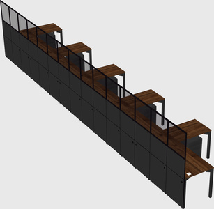 Shared l-shaped cubicle