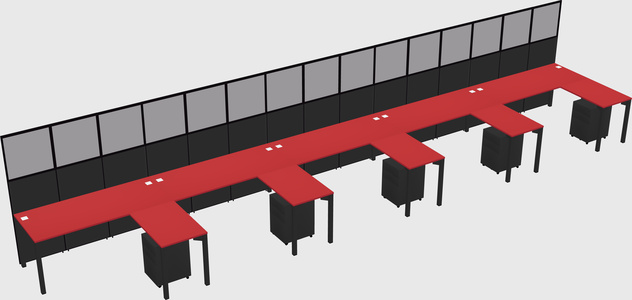 Shared l-shaped cubicle
