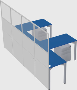Shared l-shaped cubicle