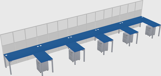 Shared l-shaped cubicle