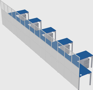 Shared l-shaped cubicle