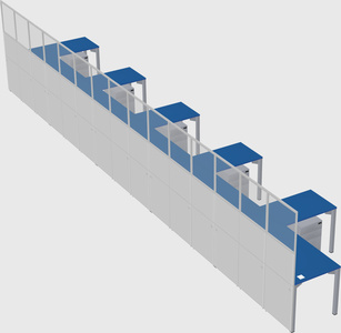 Shared l-shaped cubicle