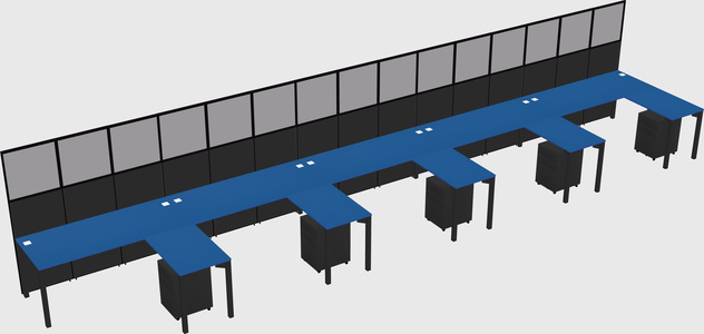 Shared l-shaped cubicle