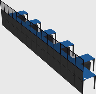 Shared l-shaped cubicle
