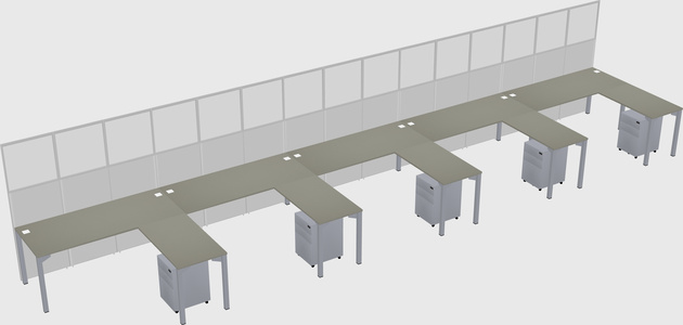 Shared l-shaped cubicle