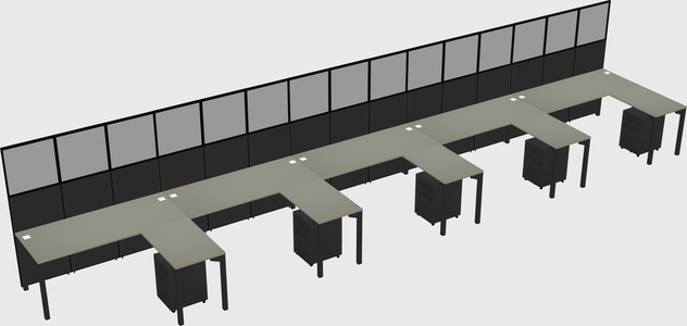 Shared l-shaped cubicle