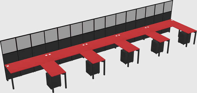 Shared l-shaped cubicle