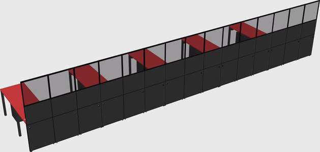 Shared l-shaped cubicle