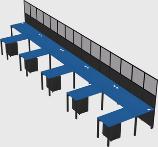 Shared l-shaped cubicle