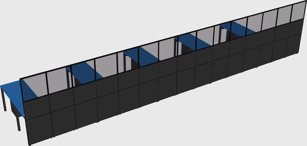 Shared l-shaped cubicle