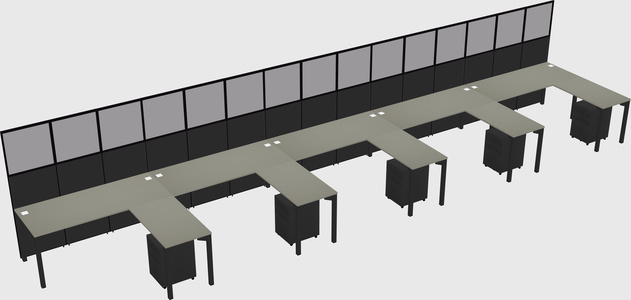 Shared l-shaped cubicle