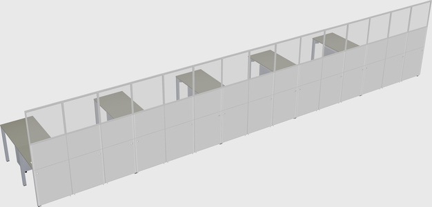 Shared l-shaped cubicle