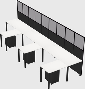 Shared l-shaped cubicle