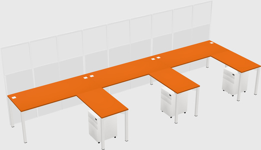 Shared l-shaped cubicle