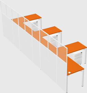 Shared l-shaped cubicle
