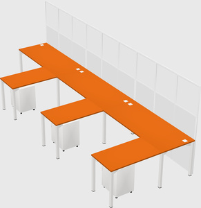 Shared l-shaped cubicle