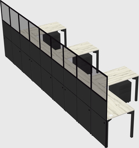 Shared l-shaped cubicle