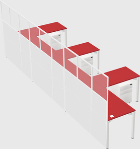 Shared l-shaped cubicle