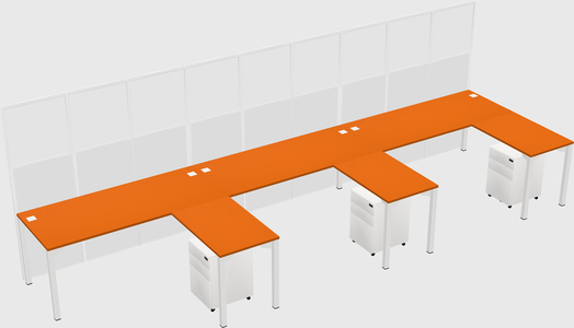 Shared l-shaped cubicle