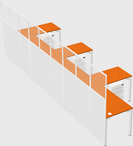 Shared l-shaped cubicle