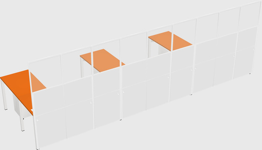 Shared l-shaped cubicle