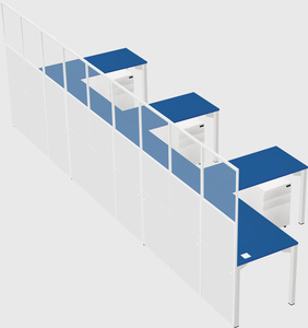 Shared l-shaped cubicle