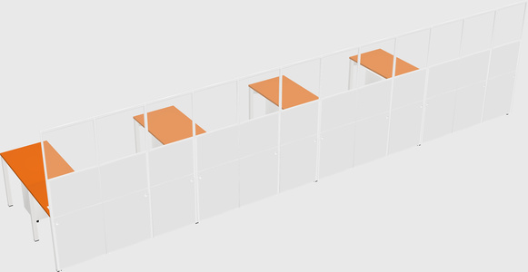 Shared l-shaped cubicle