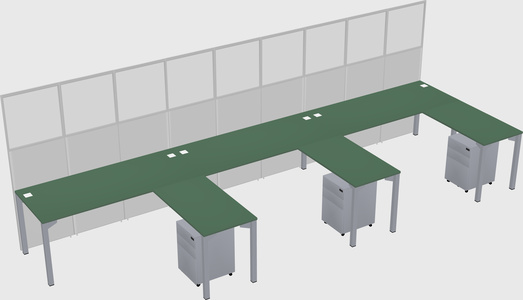 Shared l-shaped cubicle