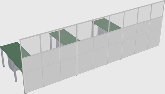 Shared l-shaped cubicle