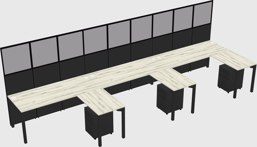 Shared l-shaped cubicle