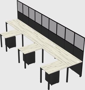 Shared l-shaped cubicle