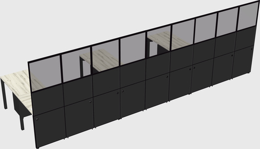 Shared l-shaped cubicle