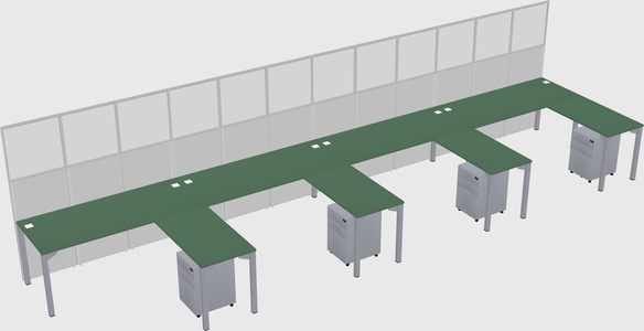 Shared l-shaped cubicle