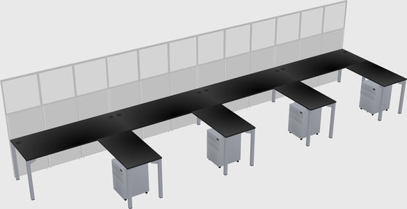 Shared l-shaped cubicle