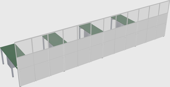 Shared l-shaped cubicle