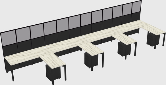Shared l-shaped cubicle