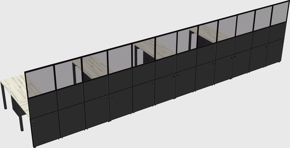 Shared l-shaped cubicle