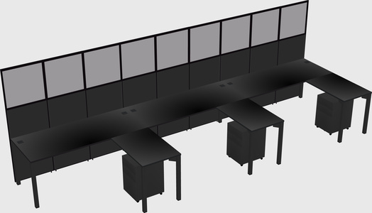 Shared l-shaped cubicle