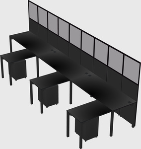 Shared l-shaped cubicle