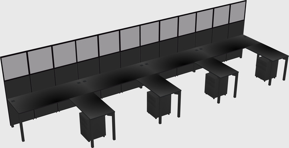 Shared l-shaped cubicle