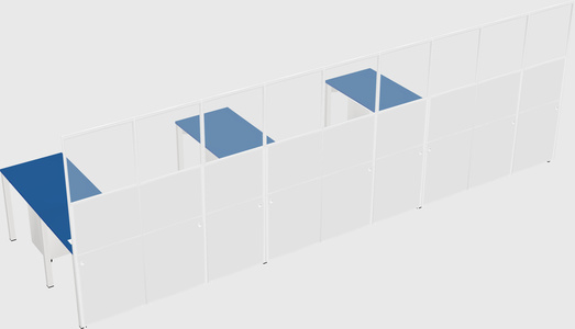 Shared l-shaped cubicle
