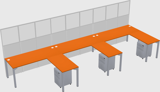 Shared l-shaped cubicle