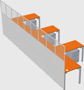 Shared l-shaped cubicle