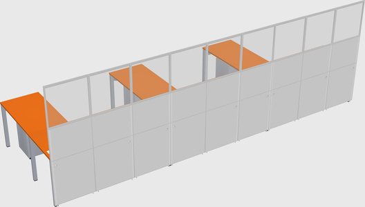 Shared l-shaped cubicle