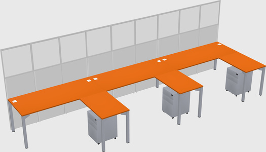 Shared l-shaped cubicle