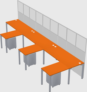 Shared l-shaped cubicle