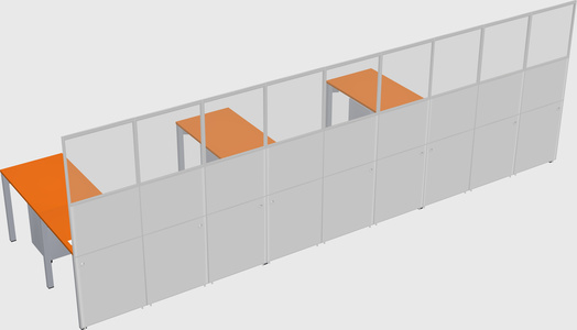 Shared l-shaped cubicle